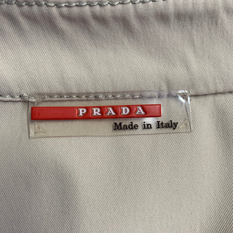 PRADA Size L Beige Nylon Blend Twill Snaps Long Sleeve Shirt