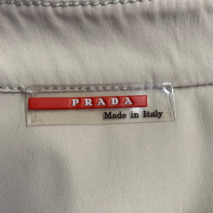PRADA Size L Beige Nylon Blend Twill Snaps Long Sleeve Shirt