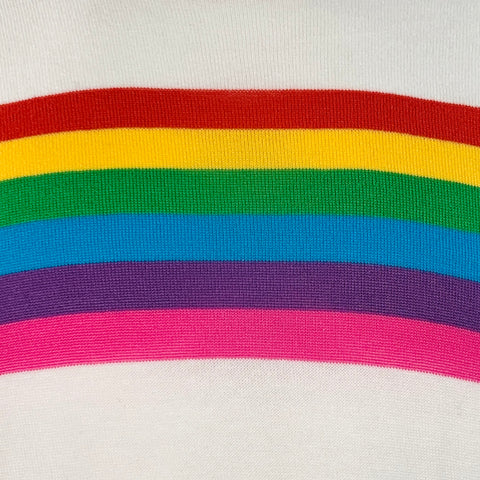 MR TURK Size XL White Multi Color Rainbow Cotton Knit Ringer T-shirt