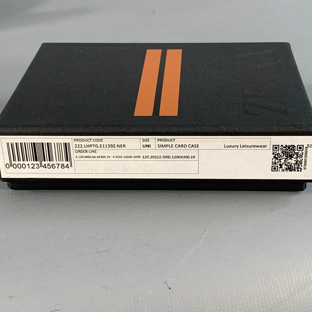 ERMENEGILDO ZEGNA One Size Black Textured Woven Leather Card Case Wallet