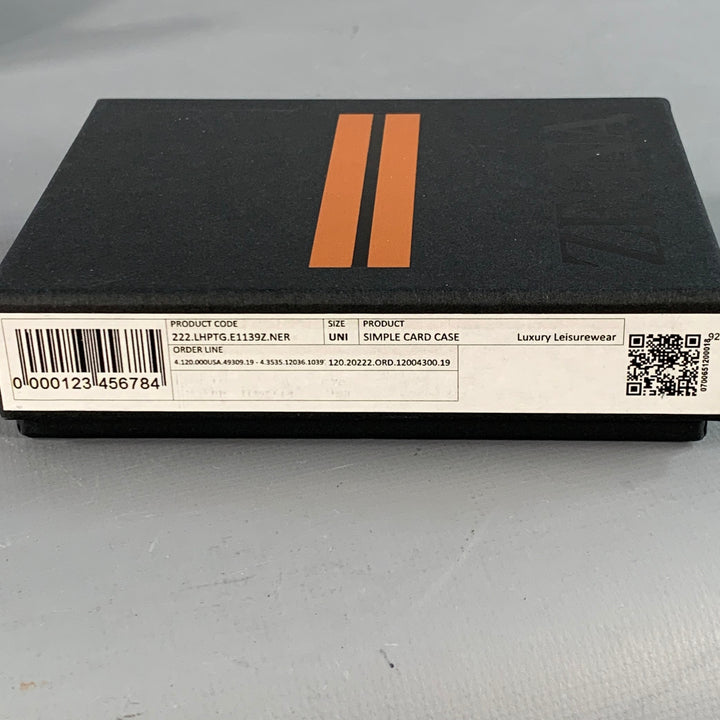ERMENEGILDO ZEGNA One Size Black Textured Woven Leather Card Case Wallet