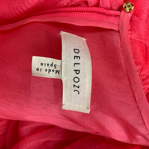 DELPOZO Size 6 Pink Silk Nylon Pleated Sleeveless Dress Top