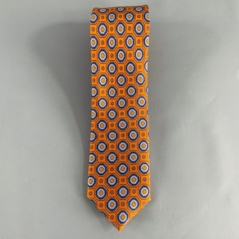 JZ RICHARDS Orange Blue Geometric Silk Tie