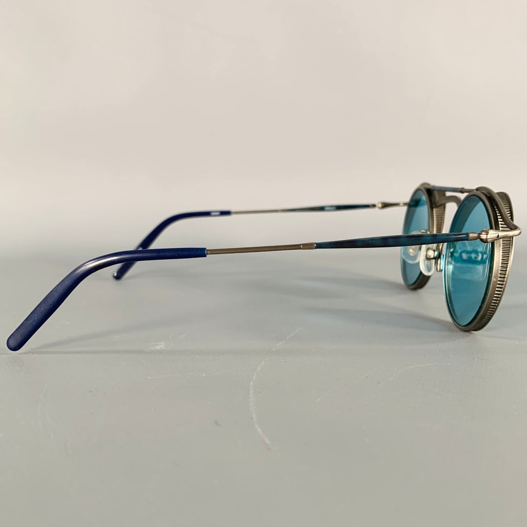 MATSUDA 2903H Silver Navy Titanium Round Sunglasses