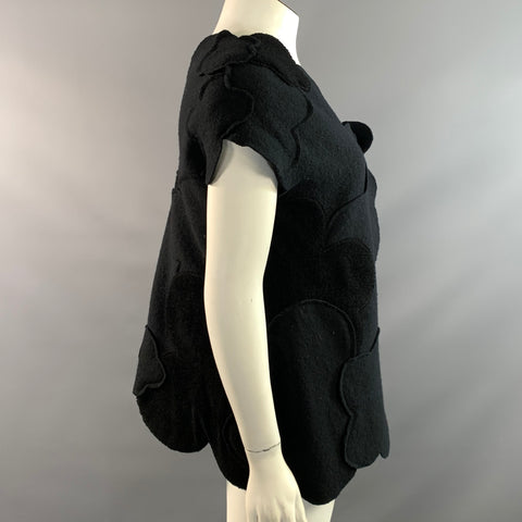 EMPORIO ARMANI Size 44 Black Virgin Wool Patchwork Vest Indoor
