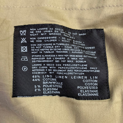 Pantalon décontracté plissé PT01 taille 38, à carreaux marine et blanc, mélange de lin