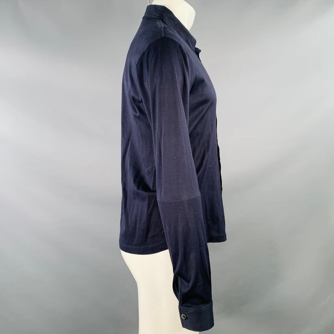MIU MIU Size S Navy Cotton Pointed Collar Long Sleeve Shirt