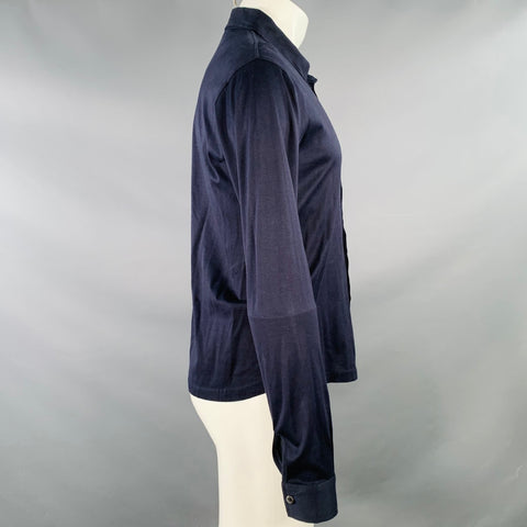 MIU MIU Size S Navy Cotton Pointed Collar Long Sleeve Shirt