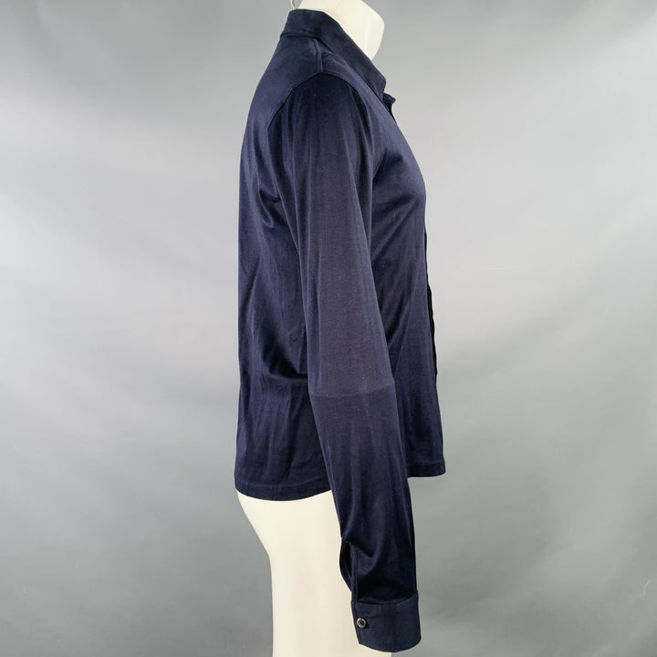 MIU MIU Size S Navy Cotton Pointed Collar Long Sleeve Shirt