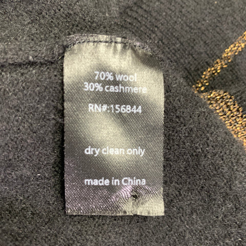Gilet cachemire et laine LE SUPERBE col V à pois noir et blanc taille S