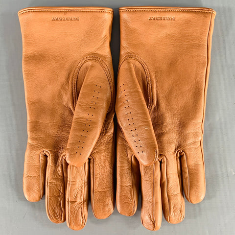 BURBERRY LONDON Size 8 Tan Perforated Leather Gloves