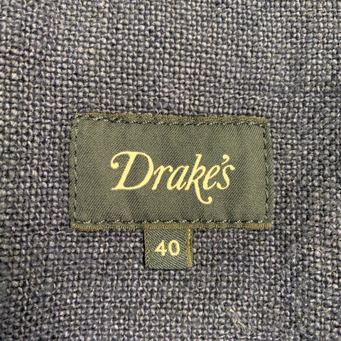 DRAKES LONDON Size L Navy Linen Chore Jacket