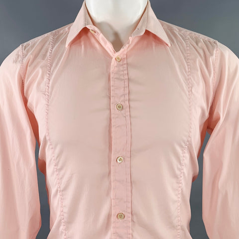 GUCCI Size M Pink Cotton Blend Slim Fit Long Sleeve Shirt
