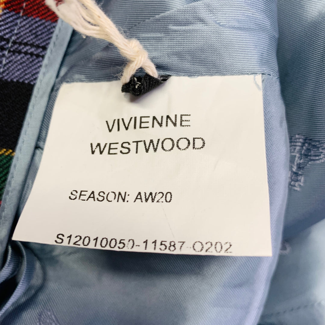 VIVIENNE WESTWOOD AW20 Size 4 Tailored Phoenix Multi Color Virgin Wool Plaid Midi Skirt