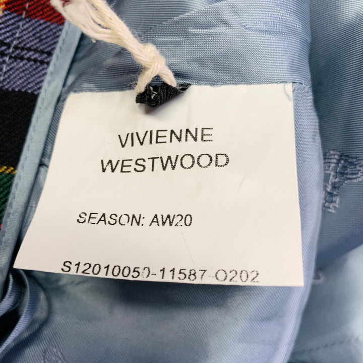 VIVIENNE WESTWOOD AW20 Size 4 Tailored Phoenix Multi Color Virgin Wool Plaid Midi Skirt