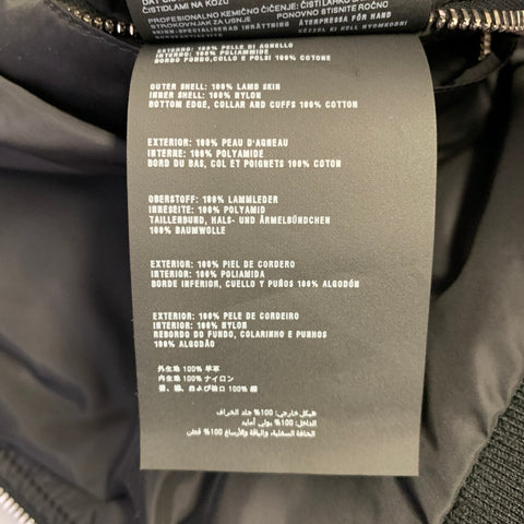 PRADA Size 38 Black Reversible Lambskin Leather Nylon Bomber Jacket