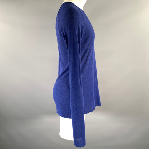 HAIDER ACKERMANN Size S Blue Ribbed Knit Wool Blend Raglan Pullover