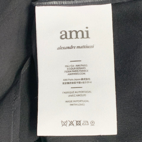 AMI by ALEXANDRE MATTIUSSI Size S Black See Through Silk Short Sleeve Shirt