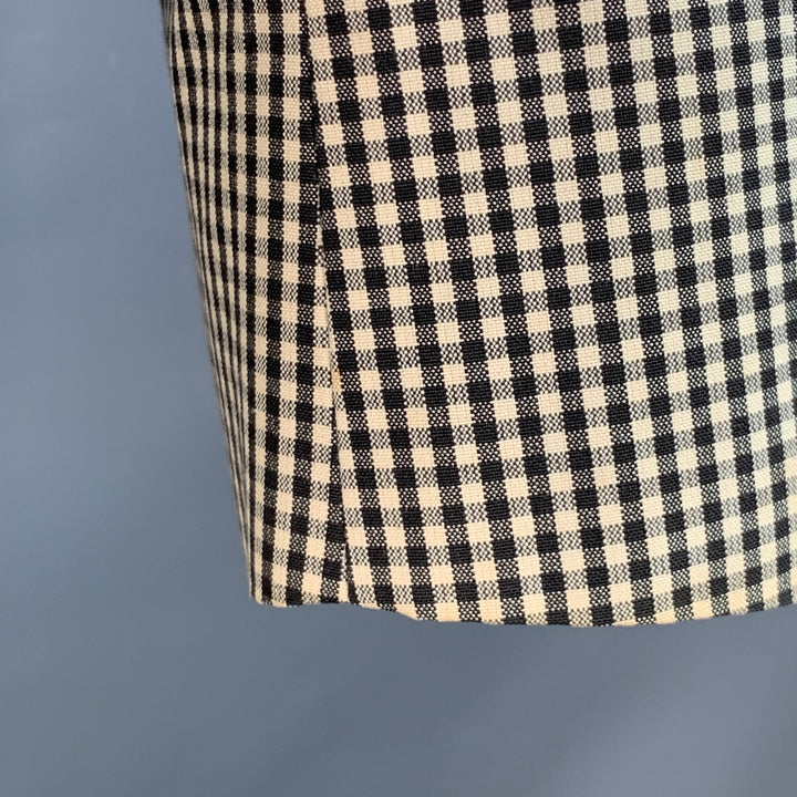AGNÈS B. Chest Size 42 Cream Black Gingham Cotton Slim Fit Notch Lapel Sport Coat
