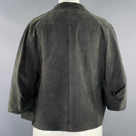 MARNI Size 4 Grey Charcoal Suede Cropped Jacket