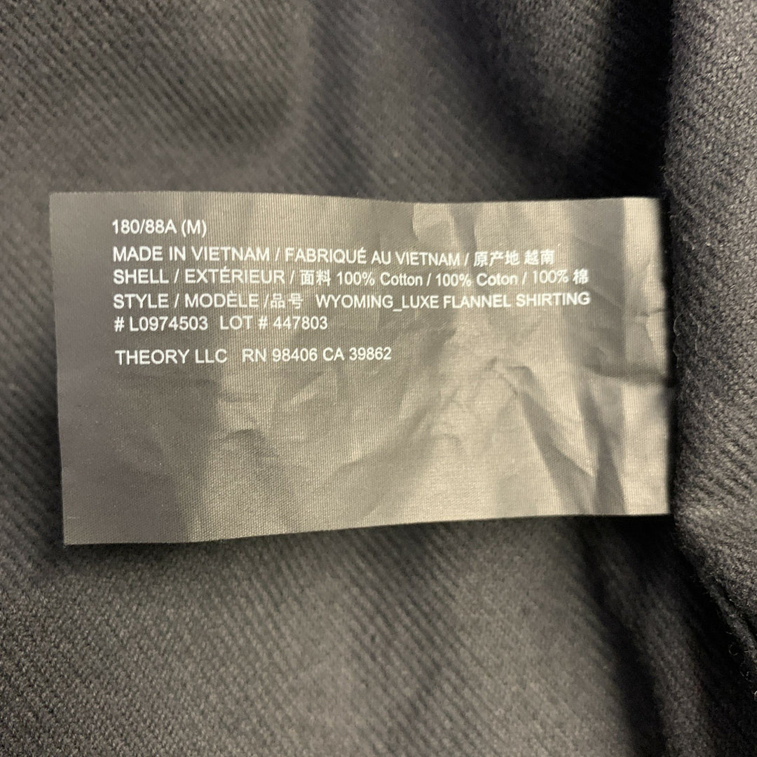 THEORY Size M Black Twill Cotton One pocket Long Sleeve Shirt