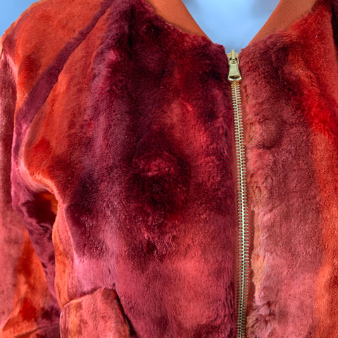 SIES MARJAN Size XS Orange Velvet Zip Up Cropped Bomber Jacket