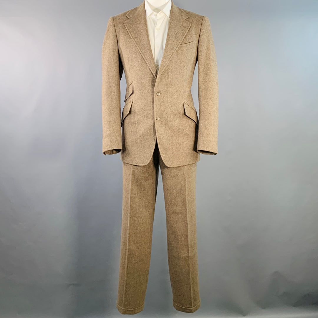 POLO by RALPH LAUREN Size 42 Long Brown Herringbone Virgin Wool Suit
