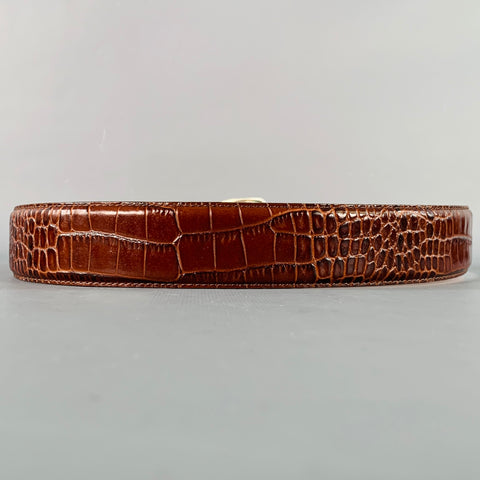 LAUREN by RALPH LAUREN Size M Brown Silver Embossed Leather Belt