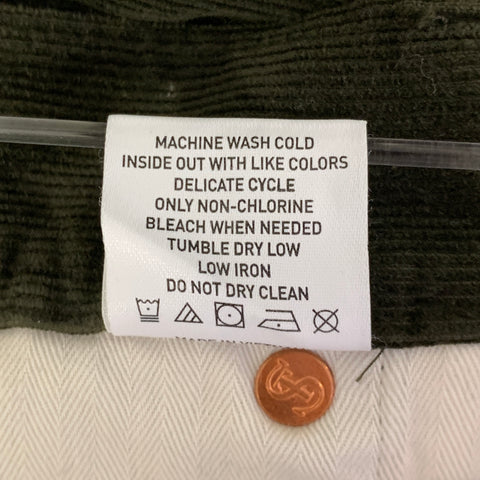 TODD SNYDER Size 36 Green Olive Corduroy Cotton Blend Pants