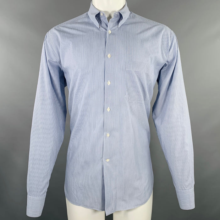 GIORGIO ARMANI Size M Navy White Stripe Cotton One Pocket Long Sleeve Shirt