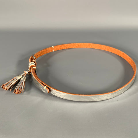 SPERRY TOP-SIDER Waist Size 30 Silver Metallic Leather Belt