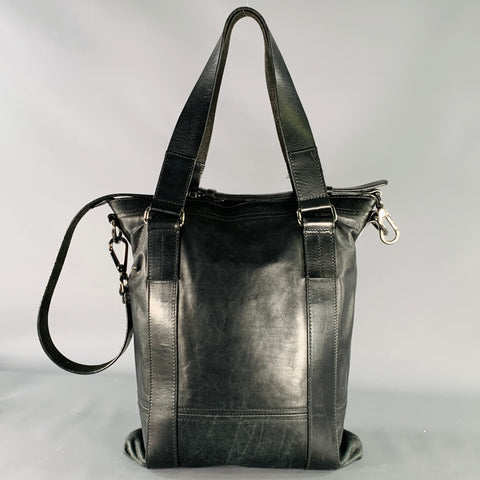 SALVATORE FERRAGAMO Black Leather Crossbody Tote Bag