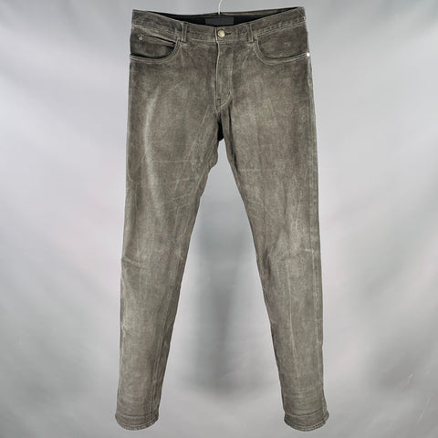 HELMUT LANG Size 32 Grey Charcoal Cotton Blend Slim Straight Jeans