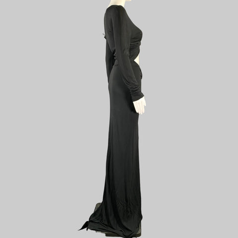 GUCCI Size 6 Black Long Sleeve Long Gown