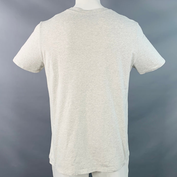 A.P.C. Size XL Heather Grey Orange Cotton Logo Crew Neck T-shirt