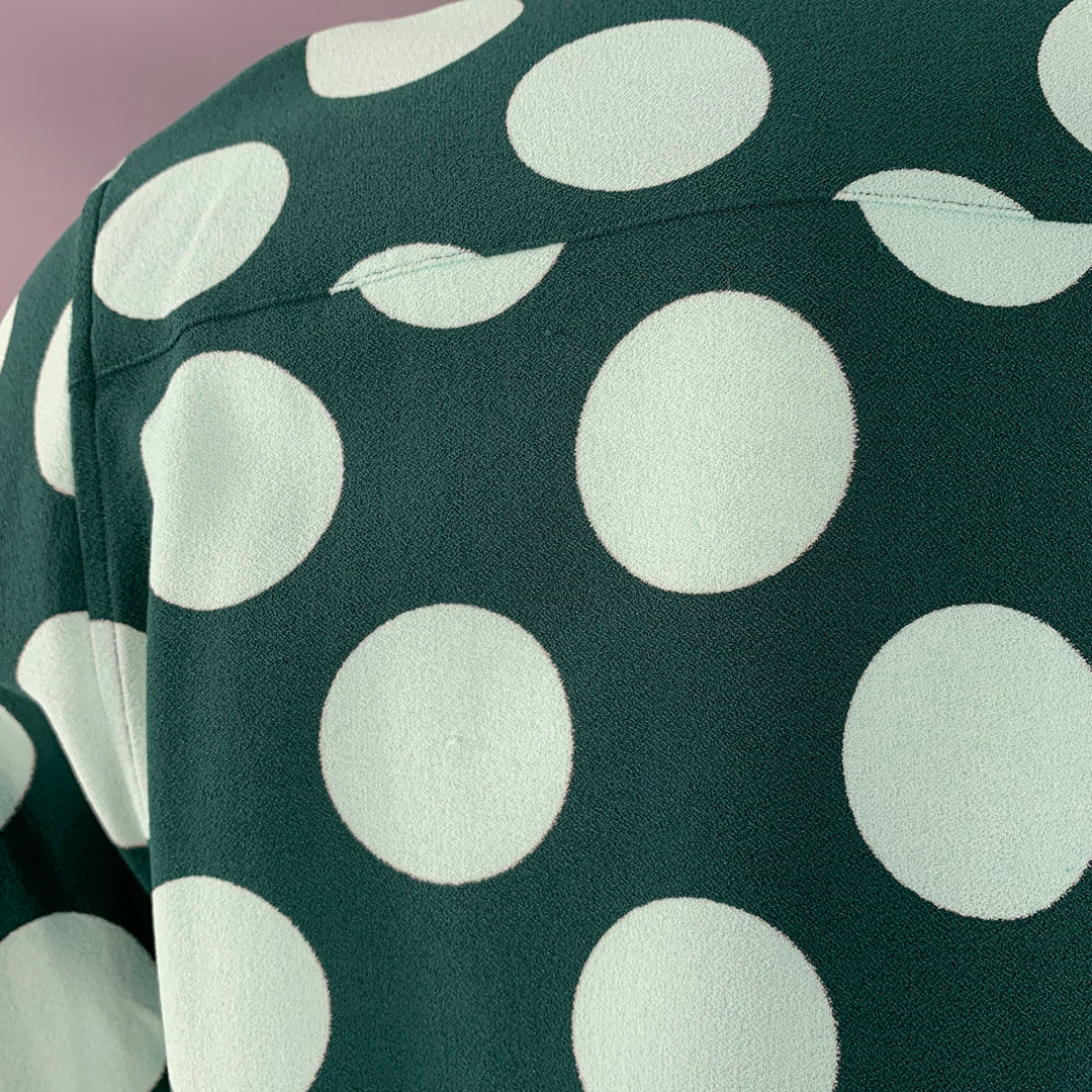 AMI by ALEXANDRE MATTIUSSI Size S Forest Green Mint Polka Dot Short Sleeve Shirt