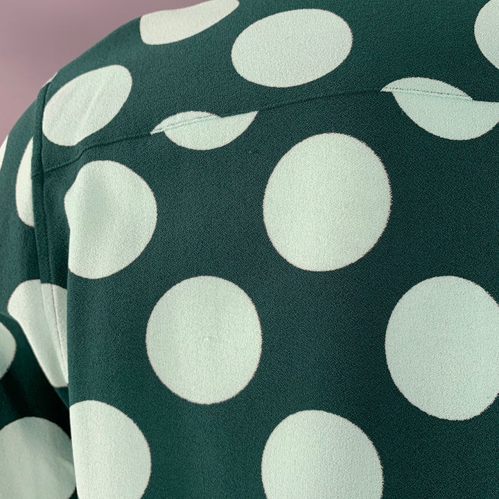 AMI by ALEXANDRE MATTIUSSI Size S Forest Green Mint Polka Dot Short Sleeve Shirt
