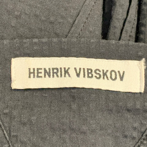 HENRIK VIBSKOV Size M/L Black Cotton Seersucker Long Sleeve Pleated Dress