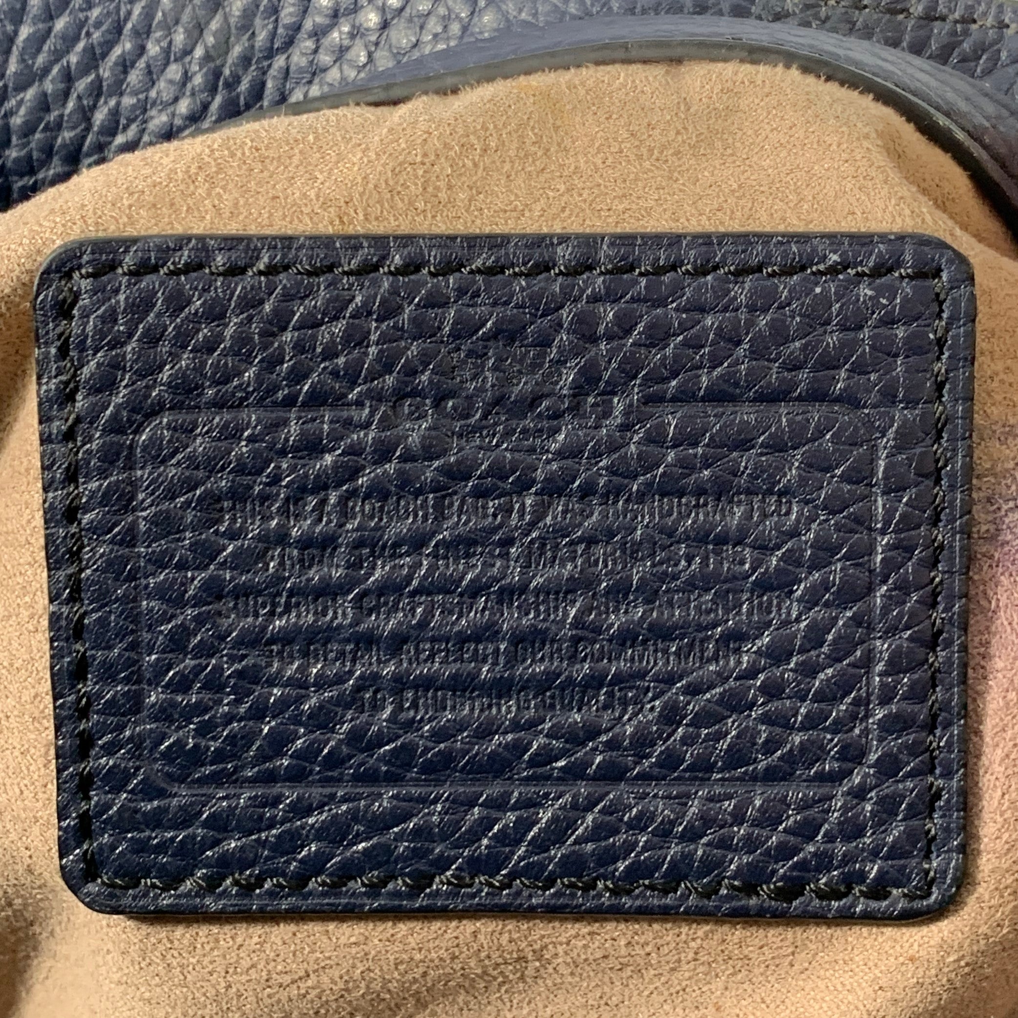 バッグ COACH Hamilton Tote Pebble Leather Navy COACH Navy Pebble Grain Leather Tote Bag – Sui Generis Designer