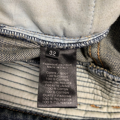 BALMAIN Size 32 Blue Cotton Motorcycle Jeans
