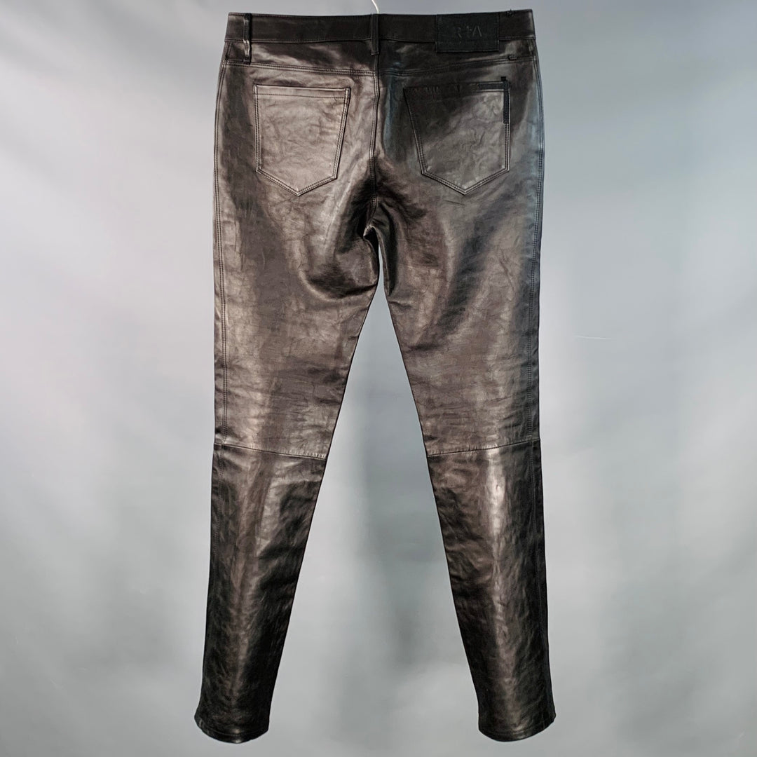 RtA Size 30 Black Leather Jean Cut Slim Tapered Casual Pants