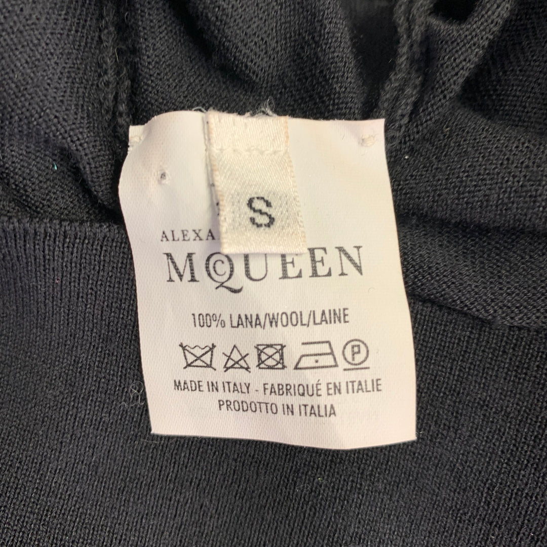 ALEXANDER MCQUEEN Size S Black Wool Jersey Embroidered Asymmetrical T-Shirt Dress