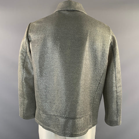 EMPORIO ARMANI 2013 Size 48 Silver Metallic Cotton & Polyamide Zip Up Jacket