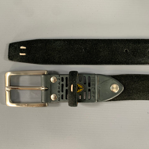 MICHAEL TOSCHI Size 44 Black Suede Leather Belt