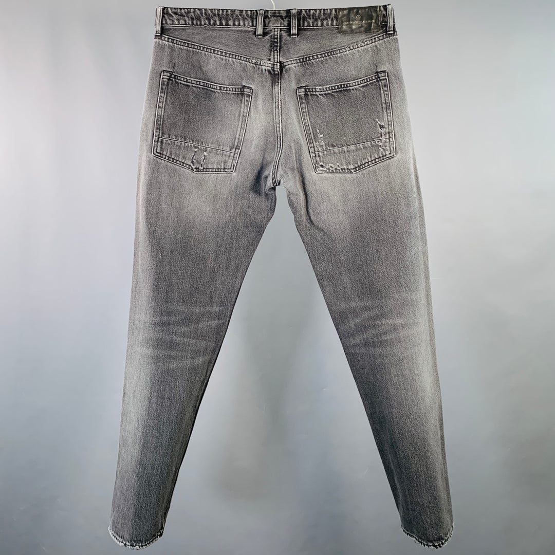 GOLDEN GOOSE Size M Grey Cotton Tapered Distressed Jeans