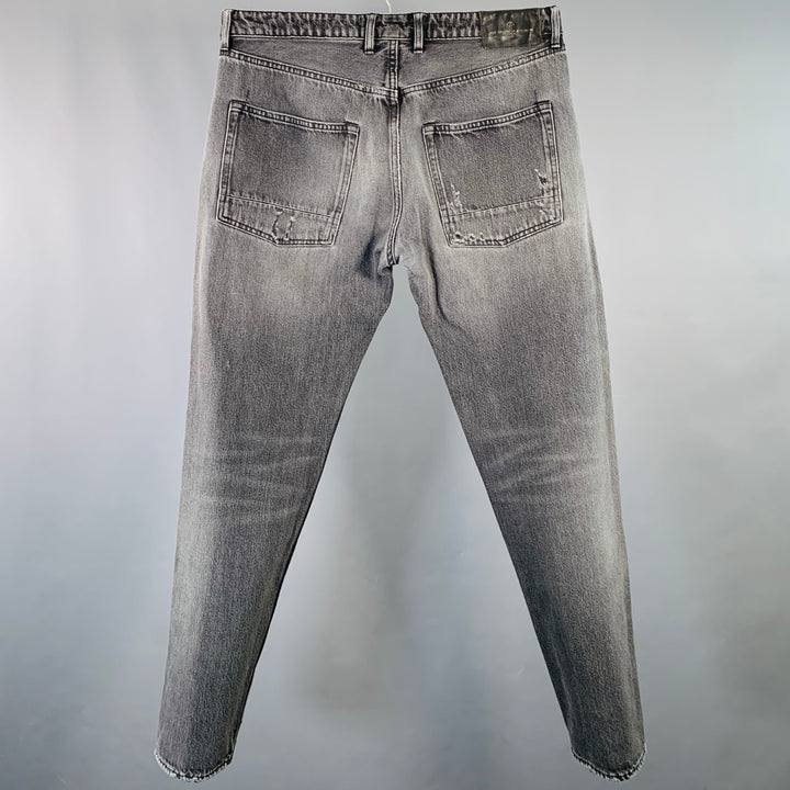 GOLDEN GOOSE Size M Grey Cotton Tapered Distressed Jeans