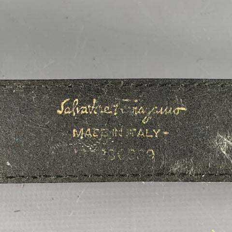 SALVATORE FERRAGAMO Size 29 Black Gold Logo Leather Belt