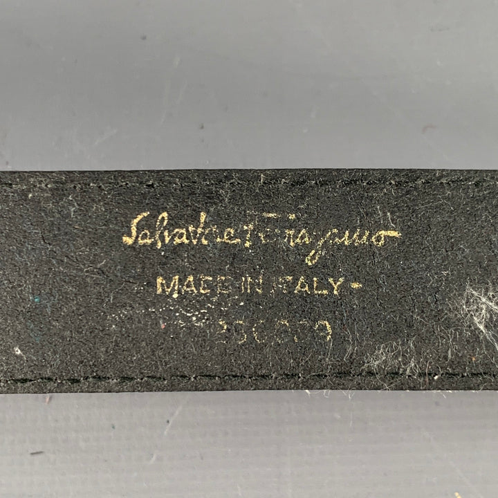 SALVATORE FERRAGAMO Size 29 Black Gold Logo Leather Belt
