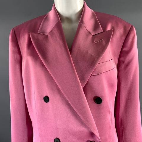 TOM FORD Size S Pink Shiny Acetate Viscose Peak Lapel Blazer