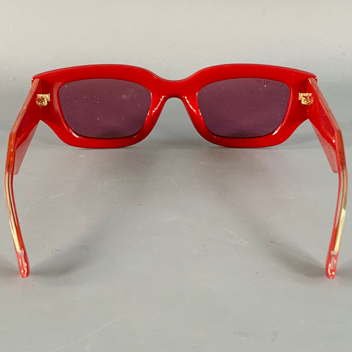 GUCCI Red Gold Acetate Cat Eye Sunglasses